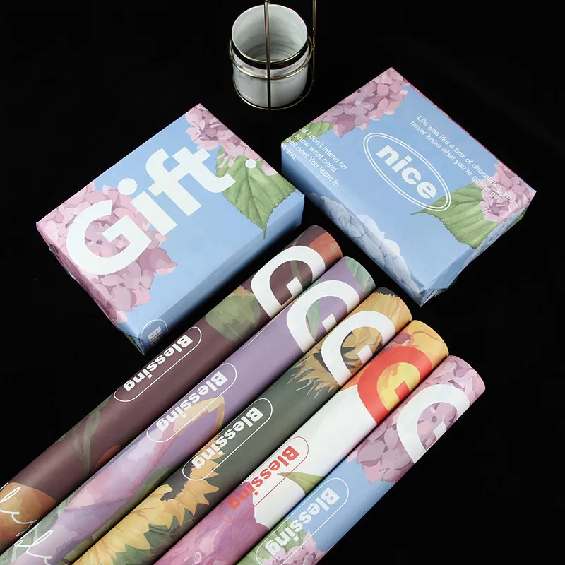 

10pcs Birthday/Festival Gift Packing Material Sunflower Butterfly Orchid Wrapping Paper Graffiti Kraft Rose Shop Flower Paper