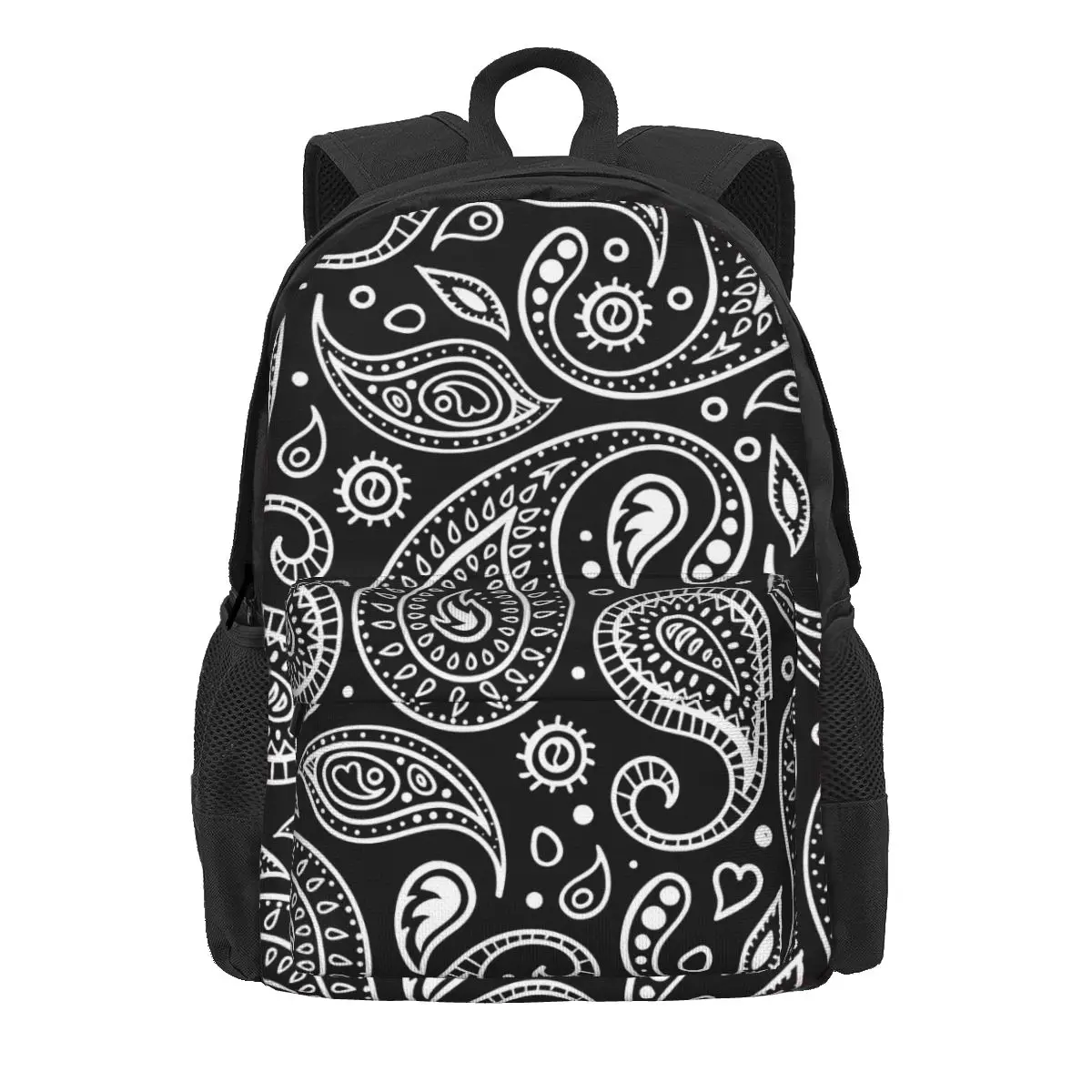 

Paisley Design Backpack Black and White Outdoor Backpacks Boy Girl High Quality Breathable High School Bags Fun Rucksack