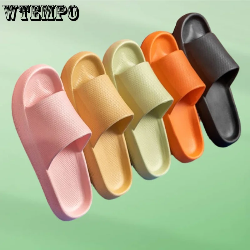 

WTEMPO Fashion Slippers Thick Platform Flat Shoes Mute EVA Soft Indoor Home Non-slip Sandals Outdoor Beach Slides Dropshipping