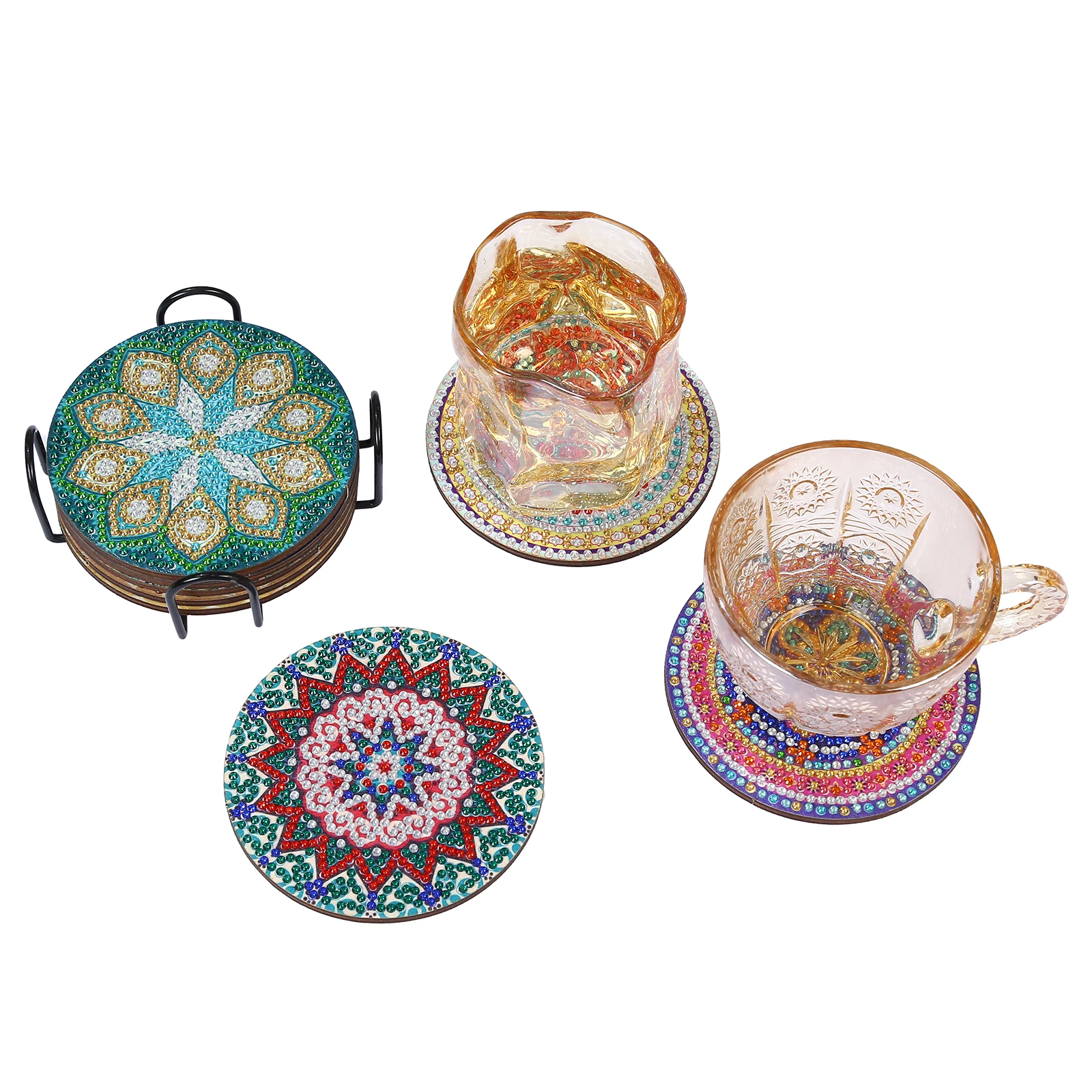 DIY Diamond Painting Coaster Cup Mat Pad Flower Mandala Diamond Embroidery Round Coasters Table Placemat Home Kitchen Decor |