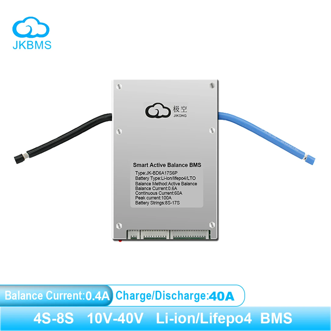 Аккумулятор JK SMART BMS 0.4A Active Balance 40A BMS 8S 9S 10S 11S 12S 13S 14S 15S 16S 17S 20S, литий-ионный аккумулятор LTO 18650, Аккумулятор Lifepo4