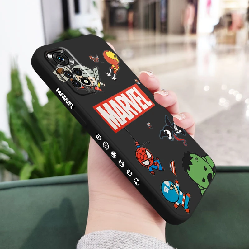 

Marvel Hero Hulk Cartoon Phone Case For Redmi Note 12 11T 11S 11E 10S 10T 10 9T Pro Plus Liquid Left Rope