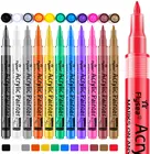 Ручка для рисования акриловыми красками, 12 цветов, для рисования на скале, набор водостойких ручек маркер с перманентной краской (тонкий наконечник 0,7 мм)