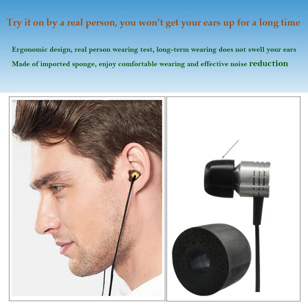 T400 Memory Foam Ear Tips Earplugs 4.9mm (L M  S) Ear Pad, Noise Isolation Comfortable, Headphone Sponge Pad, 3 Pairs Blue images - 6
