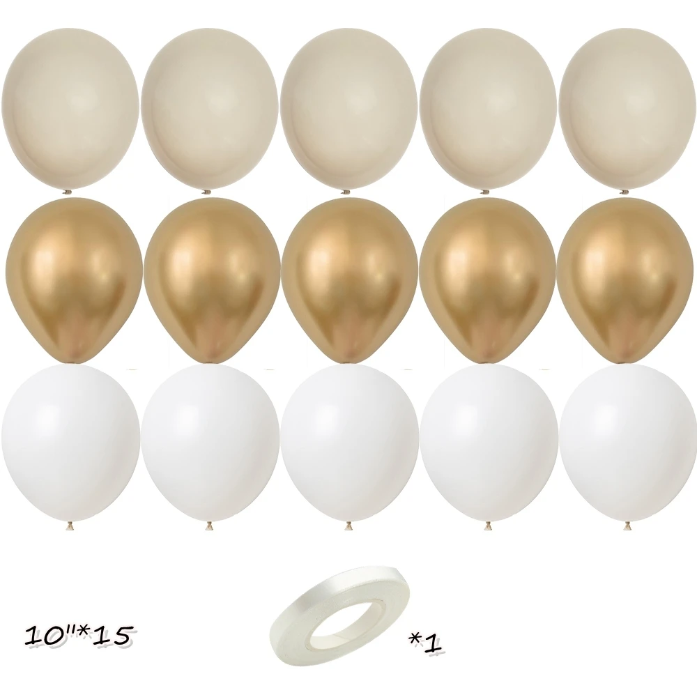 1 комплект воздушный шар из латекса бежевого и золотого цвета с сердцем
