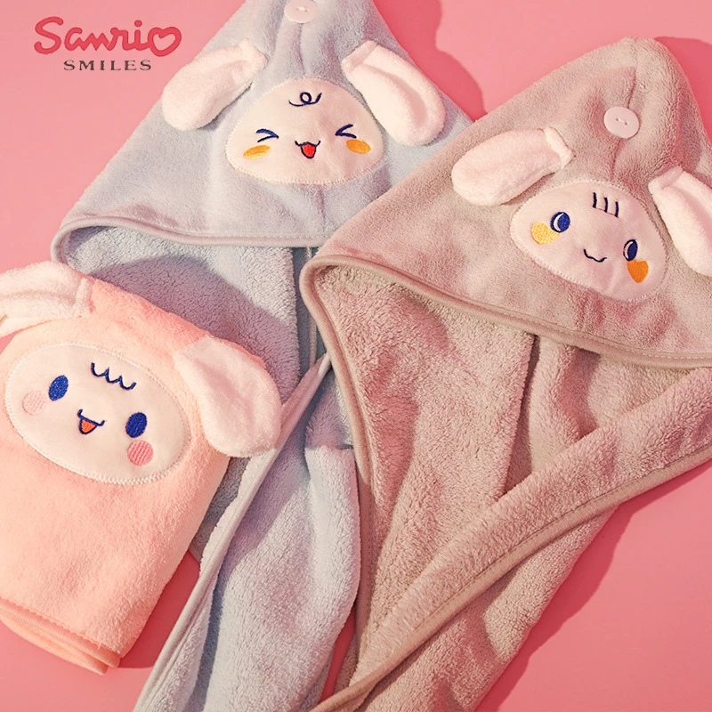 

Kawaii Sanrio Hair Drying Cap My Melody Cinnamoroll Anime Cute Coral Velvet Water Absorbent Quick Dry Shampoo Head Wipe Scarf