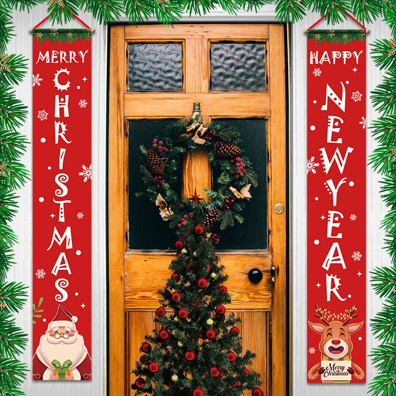 

Christmas Decorations for Home Porch Banner Outdoor Decor Couplet Hanging Cloth Door Home Hanging Banner New Year 2022 Decor
