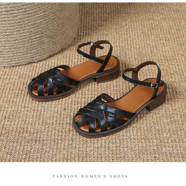 Leather Fisherman Sandals Womens Flat 