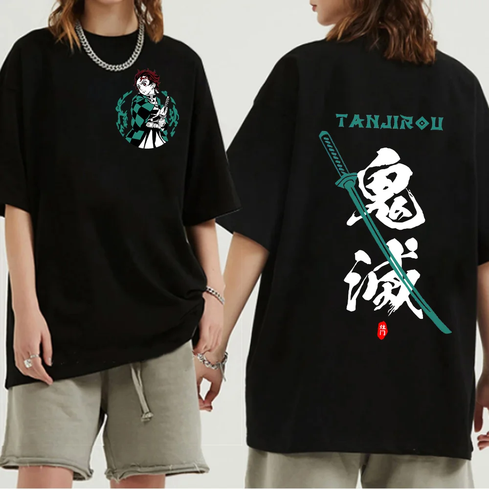 

Повседневная Хлопковая мужская футболка в стиле Харадзюку с изображением японского аниме, мультяшная футболка унисекс с изображением демона и рассеянного, летняя футболка с коротким рукавом и изображением привидения лезвия