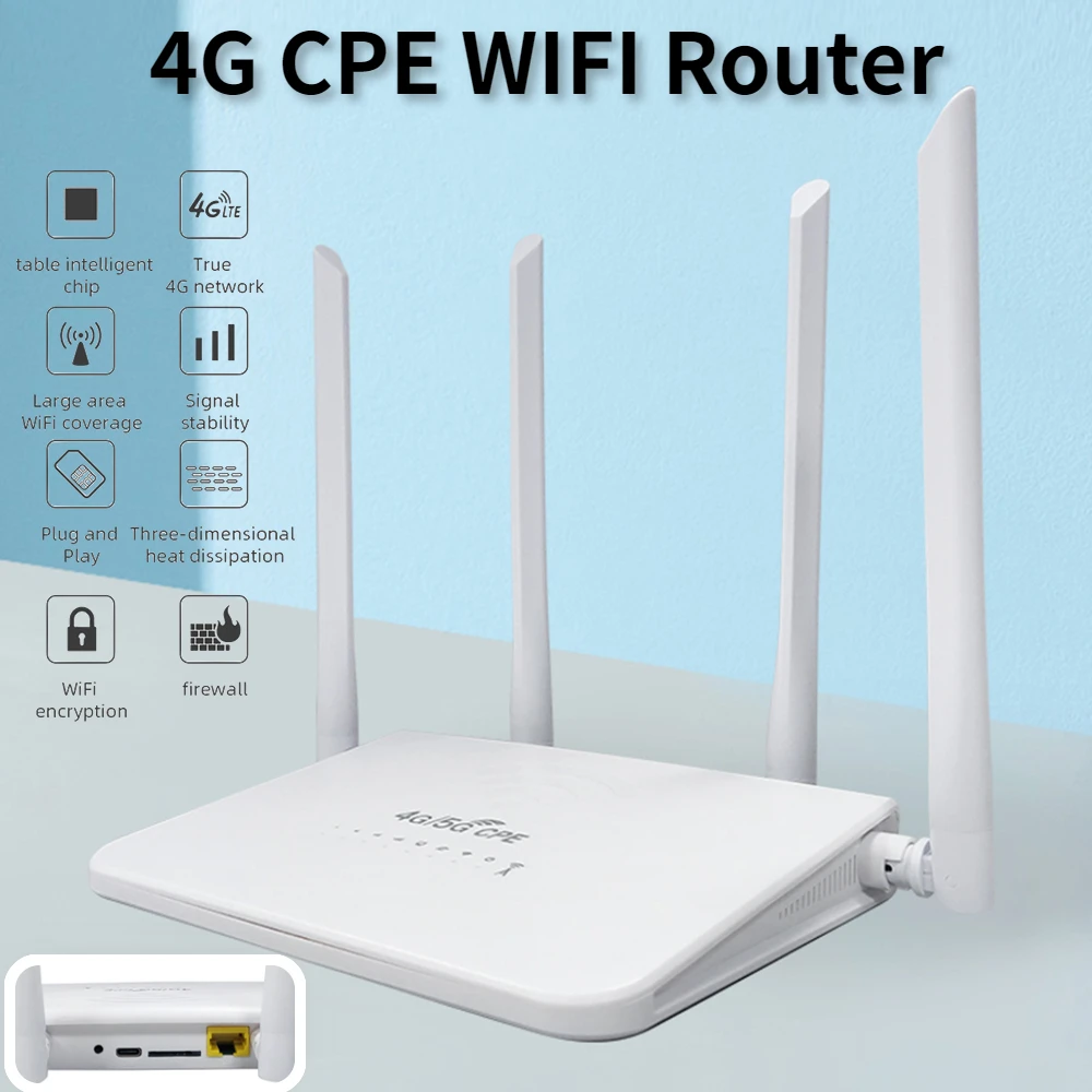 

4G CPE Wi-Fi роутер SIM-карта точка доступа Type-C зарядка 150 Мбит/с RJ45 WAN LAN беспроводной модем LTE мобильный роутер с 4 антеннами