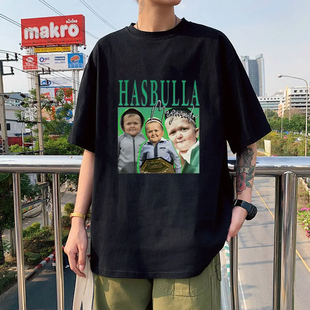 

Футболка Hasbulla Fighting Meme для мужчин и женщин, мини-футболка Khabib футболка блогера из хлопка, свободная футболка большого размера с коротким рука...
