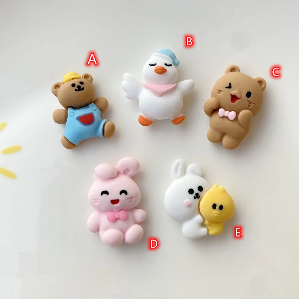 

20pcs Colorful Resin Buttons Cartoon Bear Rabbit Anime Flatback Cabochon Scrapbook Craft DIY Accessory Decor Figurine Animals