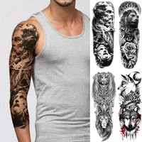 rotator sleeve waterproof temporary tattoo sticker greek god lion tiger owl wolf rose body art fake tattoos men women large tato