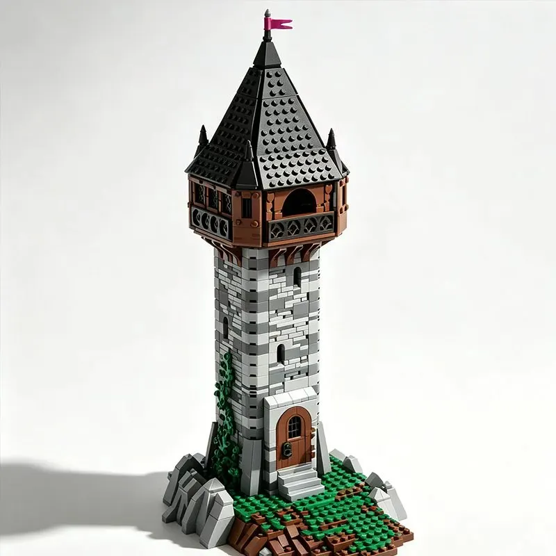 Конструктор MOC: Средневековая башня-замок, набор для сборки из мелких деталей, архитектурная модель для расширения сцены, 1773 детали (art.: 3920daeff7d4b) - 3920daeff7d4b
