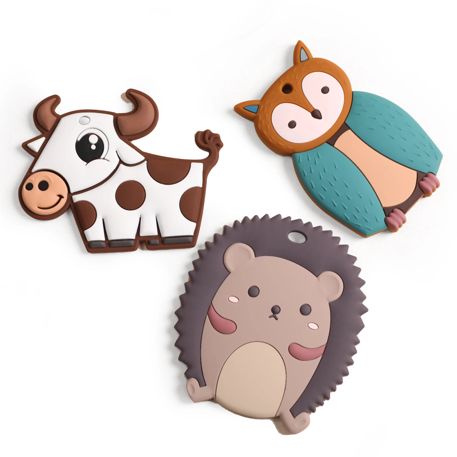 

Bite Bites Baby Silicone Teether Cartoon Animal Cow Owl Pacifier Pendants Food Grade Silicone Rodent Tiny Rod Children's Goods