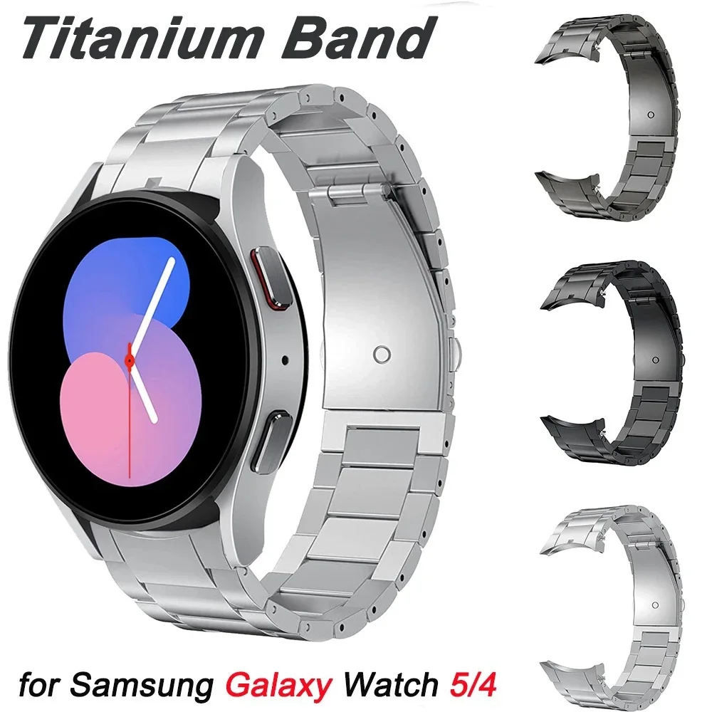 No Gaps Titanium Strap For Galaxy Watch 4 40 44 42 46mm / Galaxy 5 Pro 45mm Wrist Band Curved end Metal Watchband with Gift Box