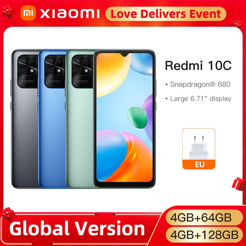 

Global Version Xiaomi Redmi 10C 10 C 4GB 64GB / 128GB Smartphone Snapdragon 680 6.71" Dot Drop Display 50MP Rear Camera 5000mAh