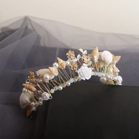 handmade pearl shell crown mermaid headband for bridal seashell crown headwear bridesmaid beach wedding hair accessories gifts