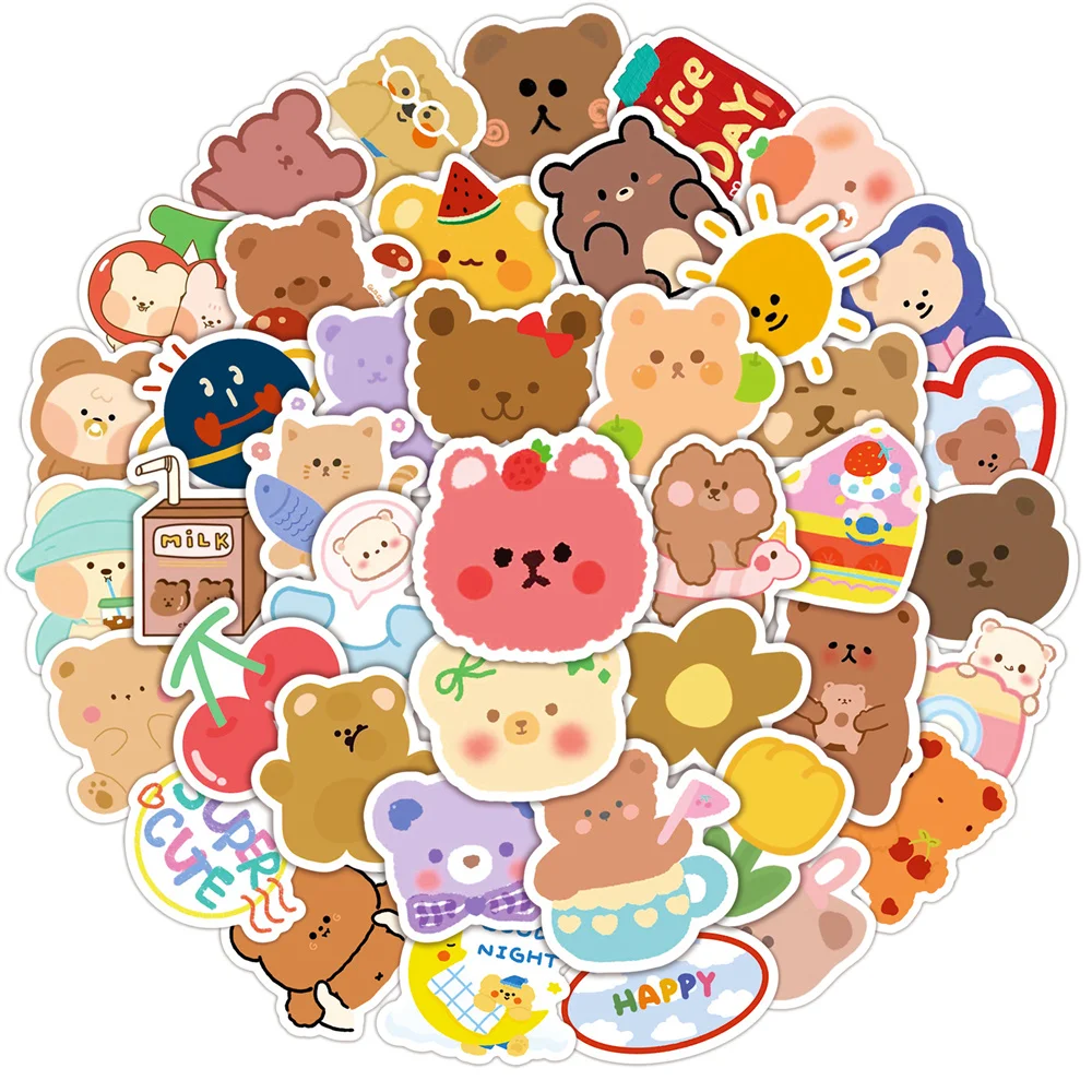

10/30/50pcs Super Cute Bear Cartoon Kids Sticker For Toys Luggage Laptop Ipad Skateboard Guitar Notebook Sticker Wholesale