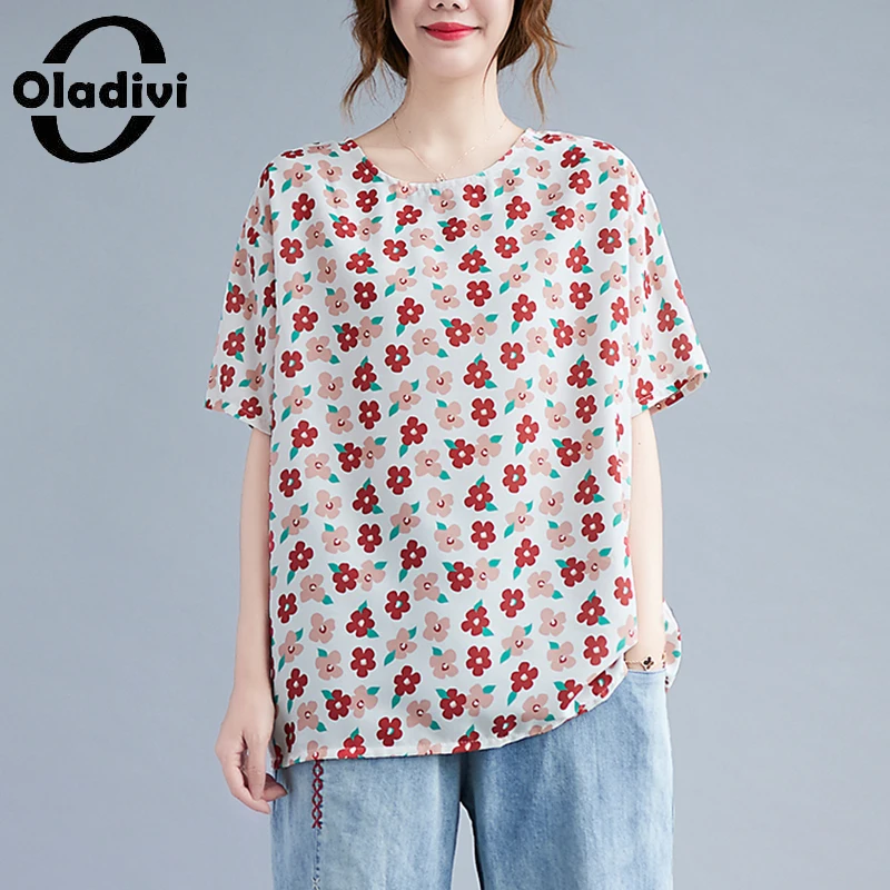 

Oladivi Oversized Women Casual Loose Blouses Ladies Summer 2022 Fashion Print Shirts Leisure Top Tees Tunics Female Blusas 14462