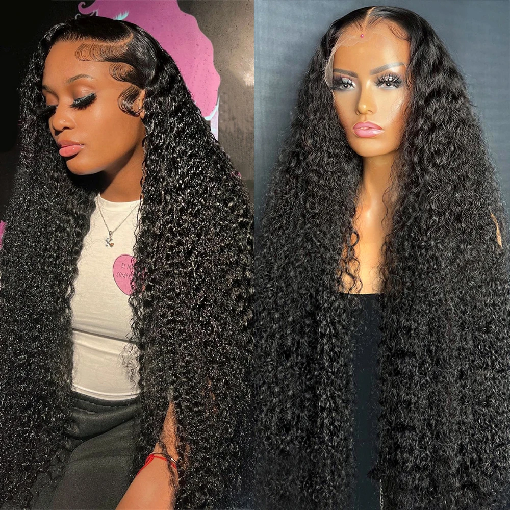 Deep Wave Transparent Lace Frontal Wig Peruvian Deep Curly 13x6 Lace Front Human Hair Wigs For Women Wet And Wavy Remy Curly Wig