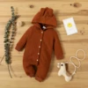 Autumn Winter Baby Romper Boys Girls Lovely Ears Hooded Long Sleeve Baby Clothes Solid Newborn Winter Clothes Baby Girl Clothes 2