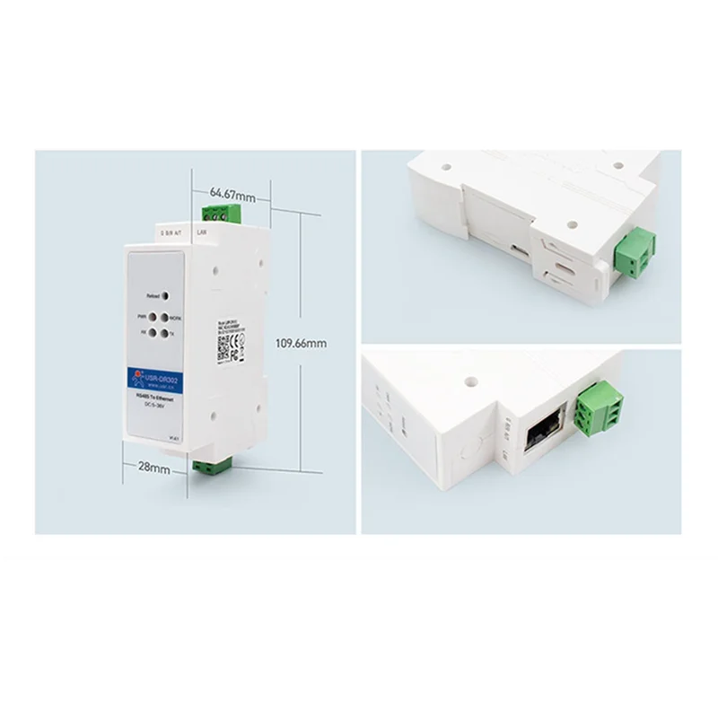 Серверный модуль DR302 с Din-рейкой RS485 на Ethernet TCP IP