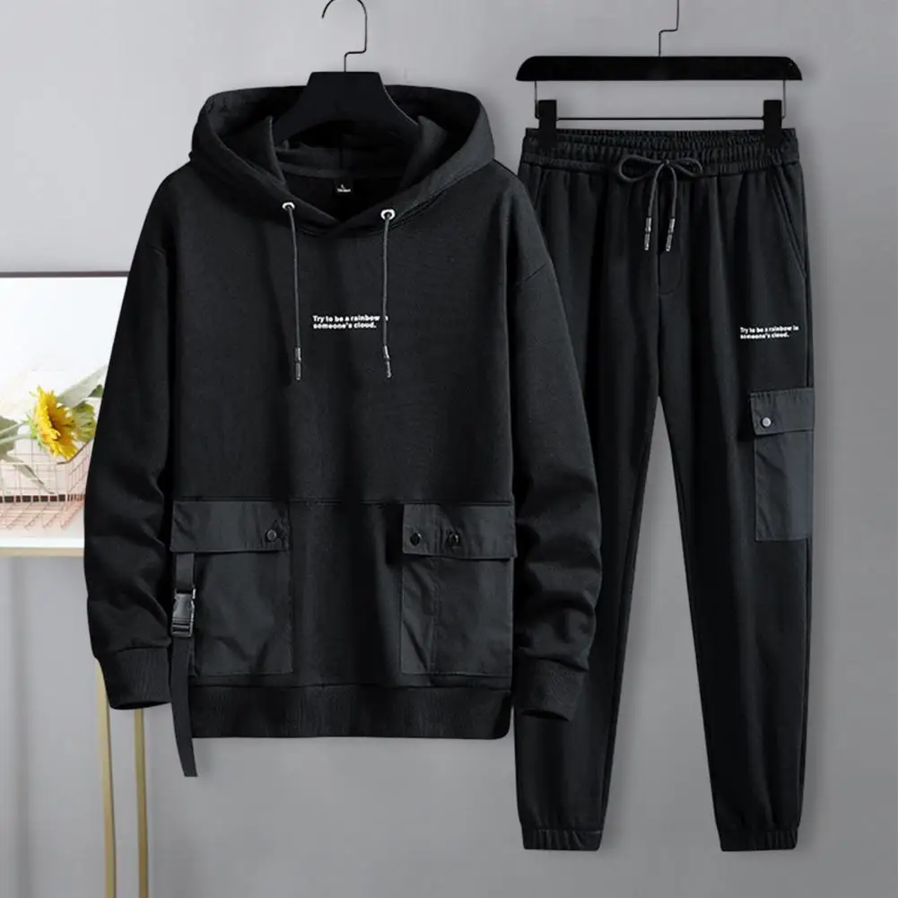 

Men Tracksuit Casual Hoodies Sets 2022 Spring New Male Jackets+Pants Two Piece Sets Hip Hop Streetwear Sports Suit Patchwork