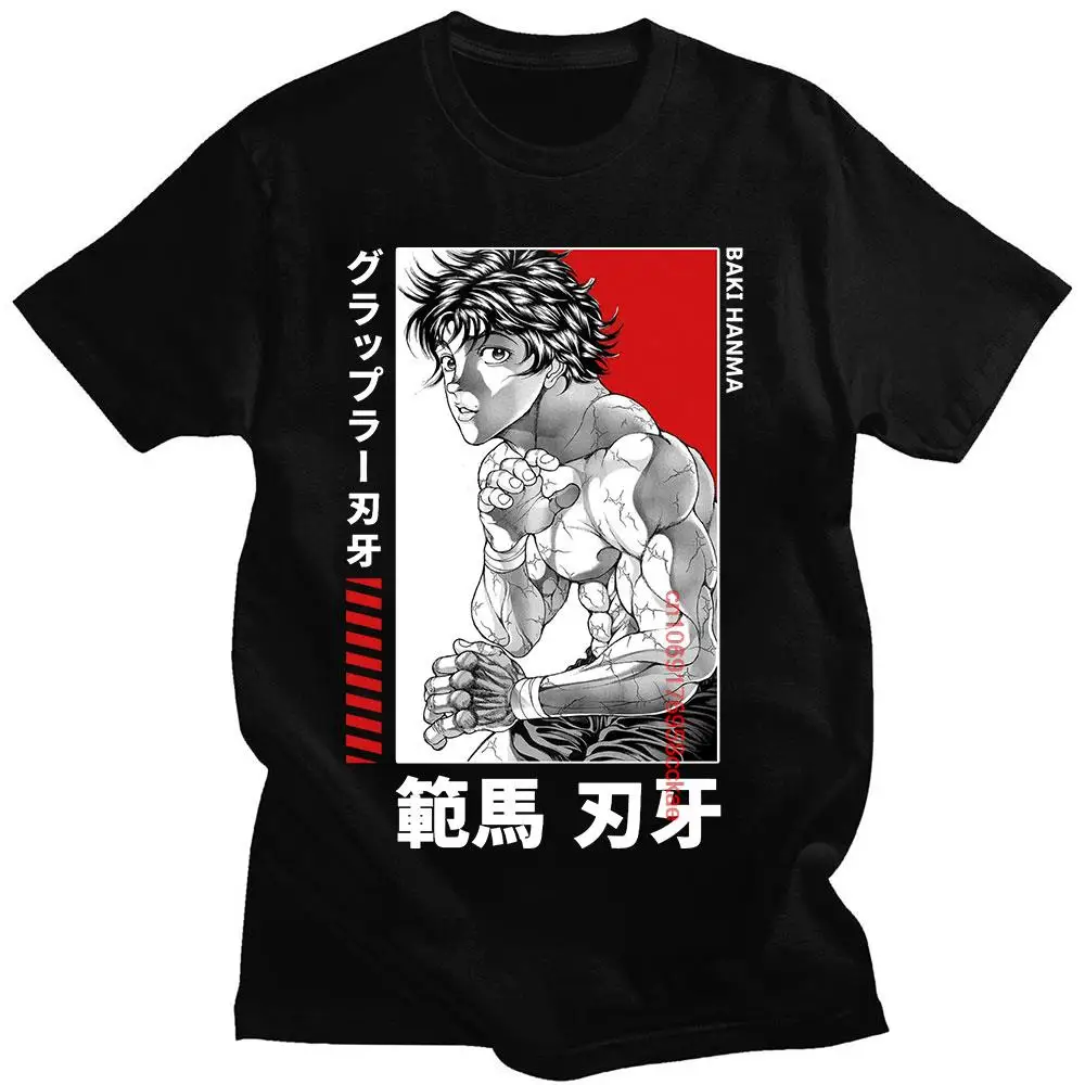 

Camiseta clásica de Manga corta para hombre, ropa informal de algodón, de Anime, Baki The Grappler, Yujiro Hanma, de gran tamaño