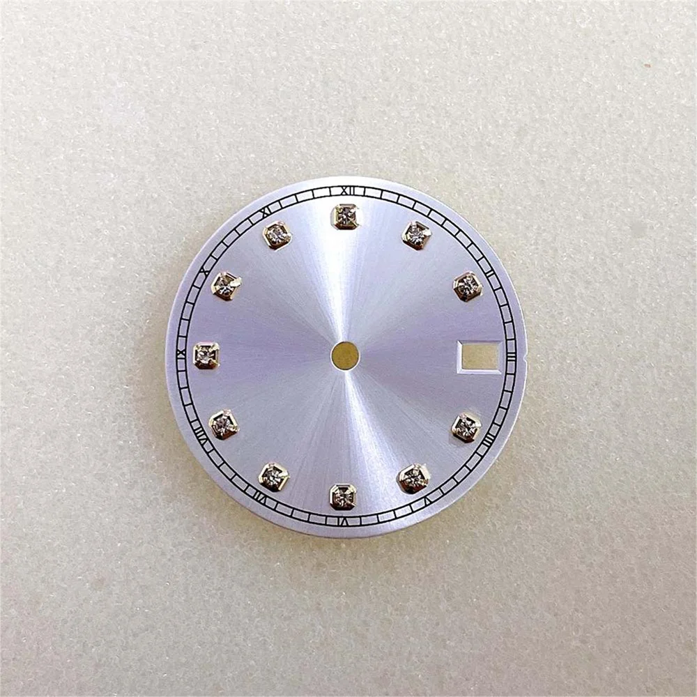 28 5 мм циферблат с золотым краем инкрустированные камнем часовые маркеры