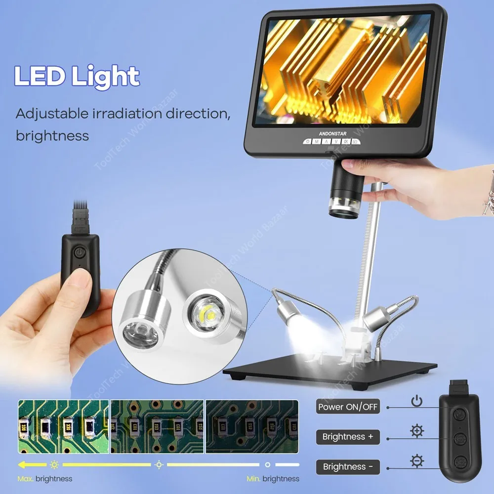 Maxgeek Andonstar AD207S-10Pro 10-дюймовый UHD-экран и цифровой микроскоп с подставкой 26 см для