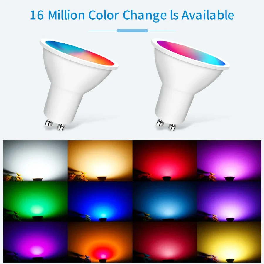 Умная Светодиодная лампа GU10 с поддержкой Wi-Fi и управлением через приложение