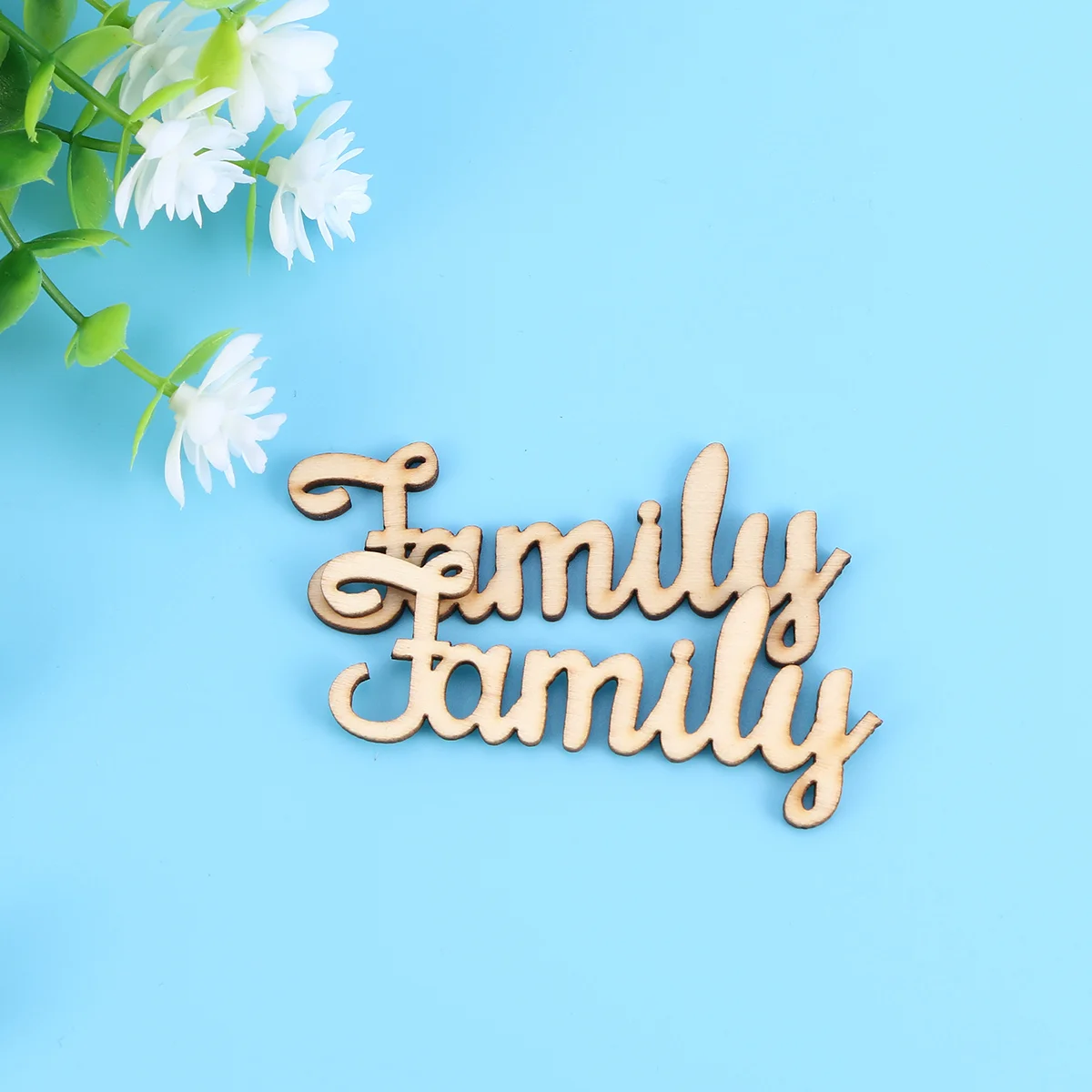 

10pcs Wood Family Cutout Craft Wooden Words Letter Chip Sign Pendant Door Wall Wood Decor for Wedding Birthday Party