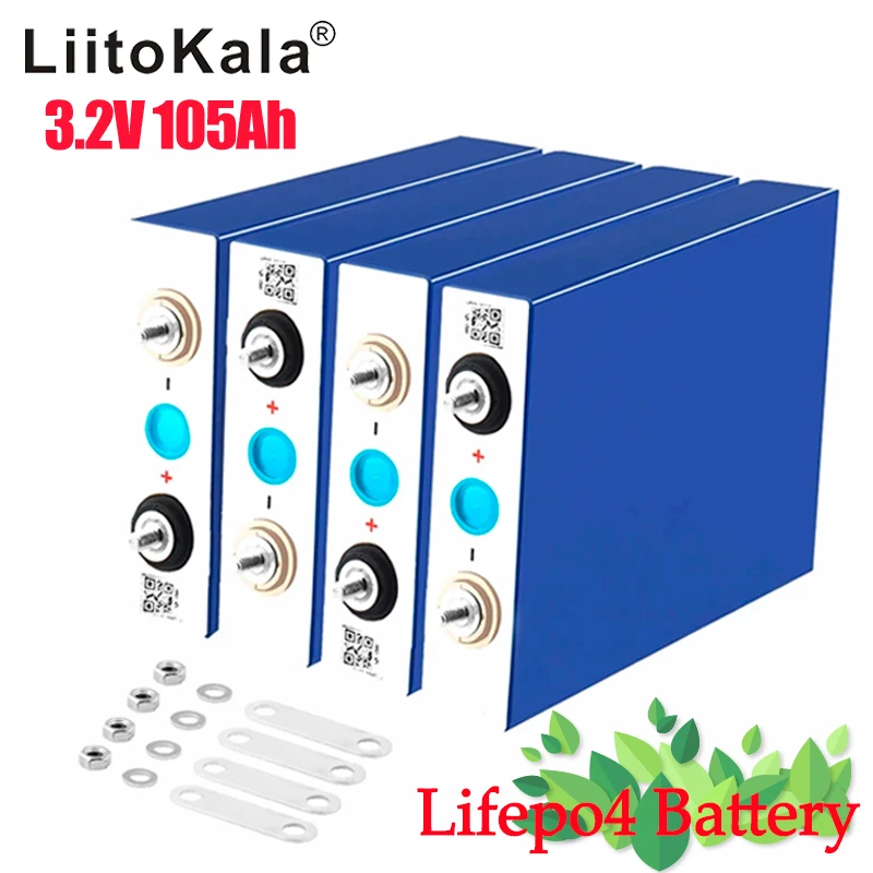Ceny LiitoKala Klasy Nowy 3.2V 100Ah 105Ah Lifepo4 Akumulator 12V 24V Dla EV RV Akumulator Diy Solar Ue Usa Wolne Od Podatku