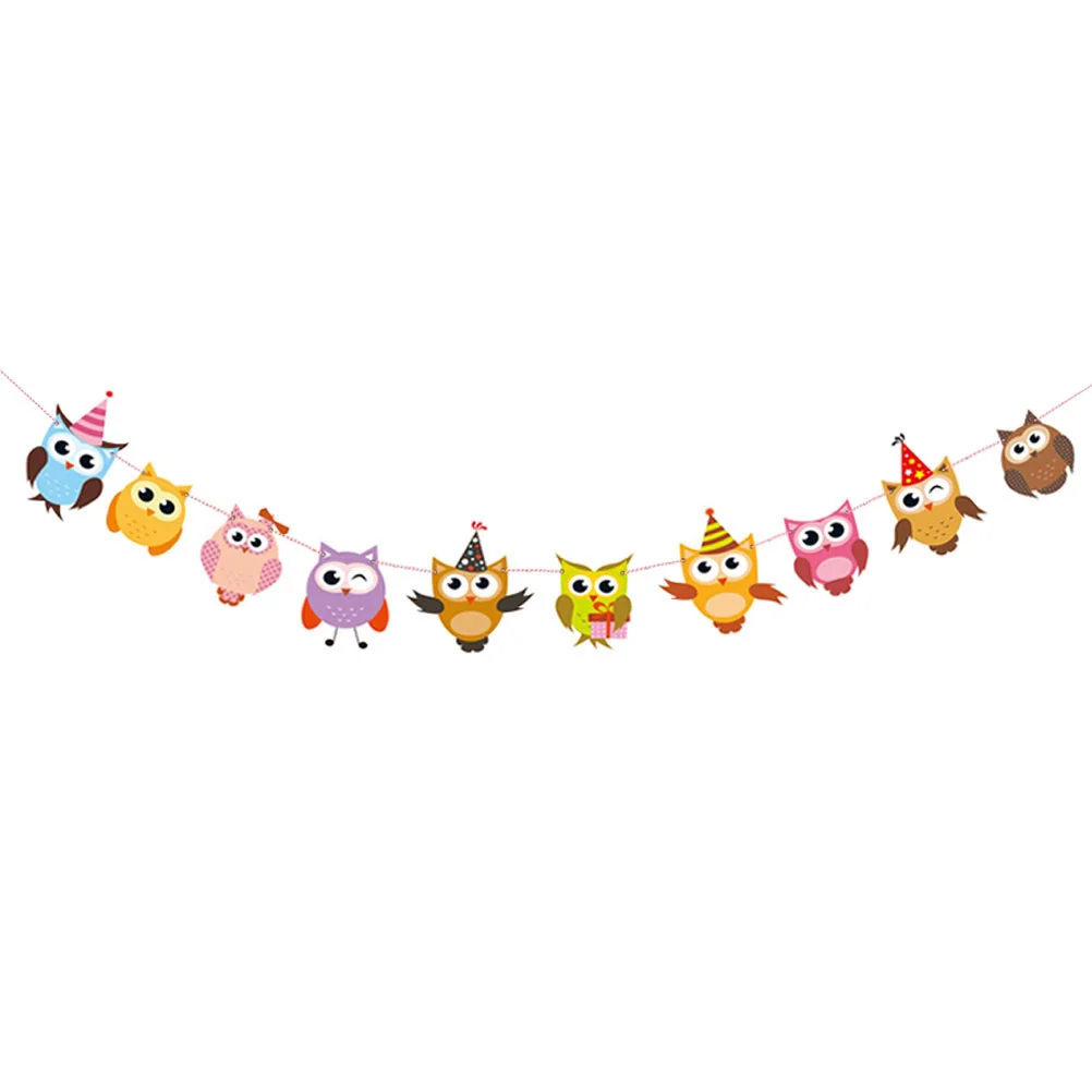 

Owl Banner Owls Animal Birthday Banners Bunting Garland Ornaments Theme Decor Mini Forest Creature Cutouts Hanging Supplies
