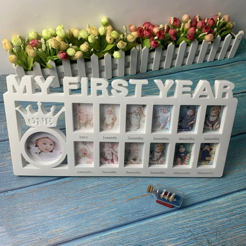 

My First Year Baby Keepsake Frame 0-12 Months Pictures Photo Frame Souvenirs Kids Growing Memory Gift