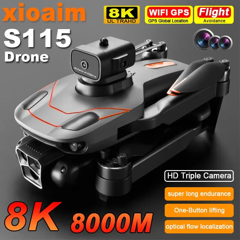 Для дрона Xiaomi S115 4K HD Тройной 8K LensOptical Flow Hover фотография радиоуправляемый самолет