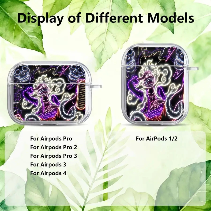 Фото Прозрачные чехлы для наушников AirPods Pro 2, Pro3, 1, 4, 3 с аниме-дизайном One Piece №4
