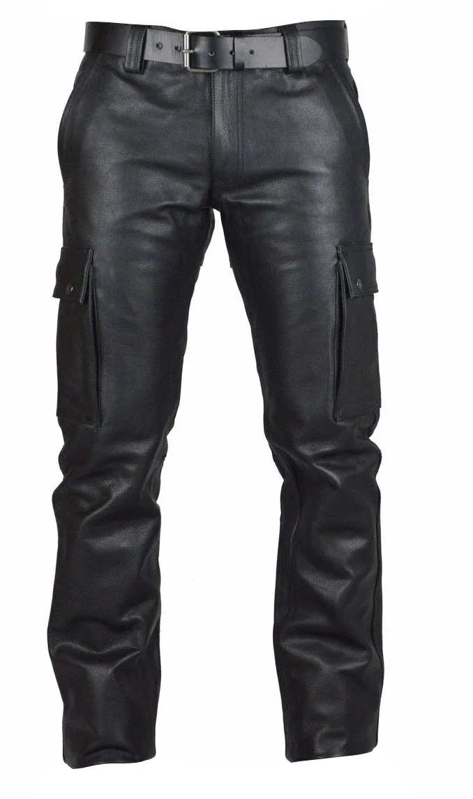 

Black Cargo Leather Pants