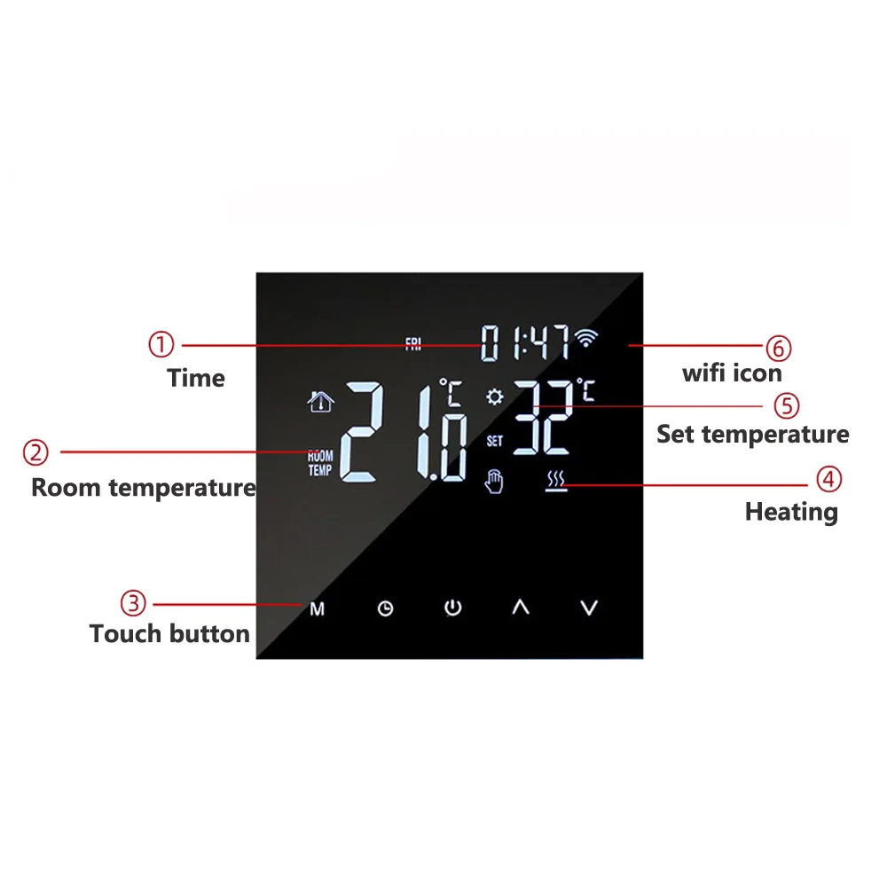 Умный термостат MAXKOSKO Tuya с Wi-Fi электрический подогреватель пола нагреватель