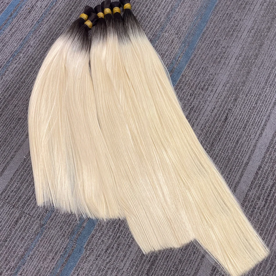 Фото Maxhair Straight 1b613 Светлые человеческие волосы 100% наращивание человеческих волос Необработанные волосы без утка для плетения Бразильские волосы Remy 30 дюймов №5