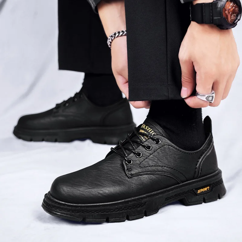 

Suit Leather Shoes Men's Autumn Three Connector Boys Soft Bottom Derby Shoes Office Work Shoes Men's Groom Wedding Shoes