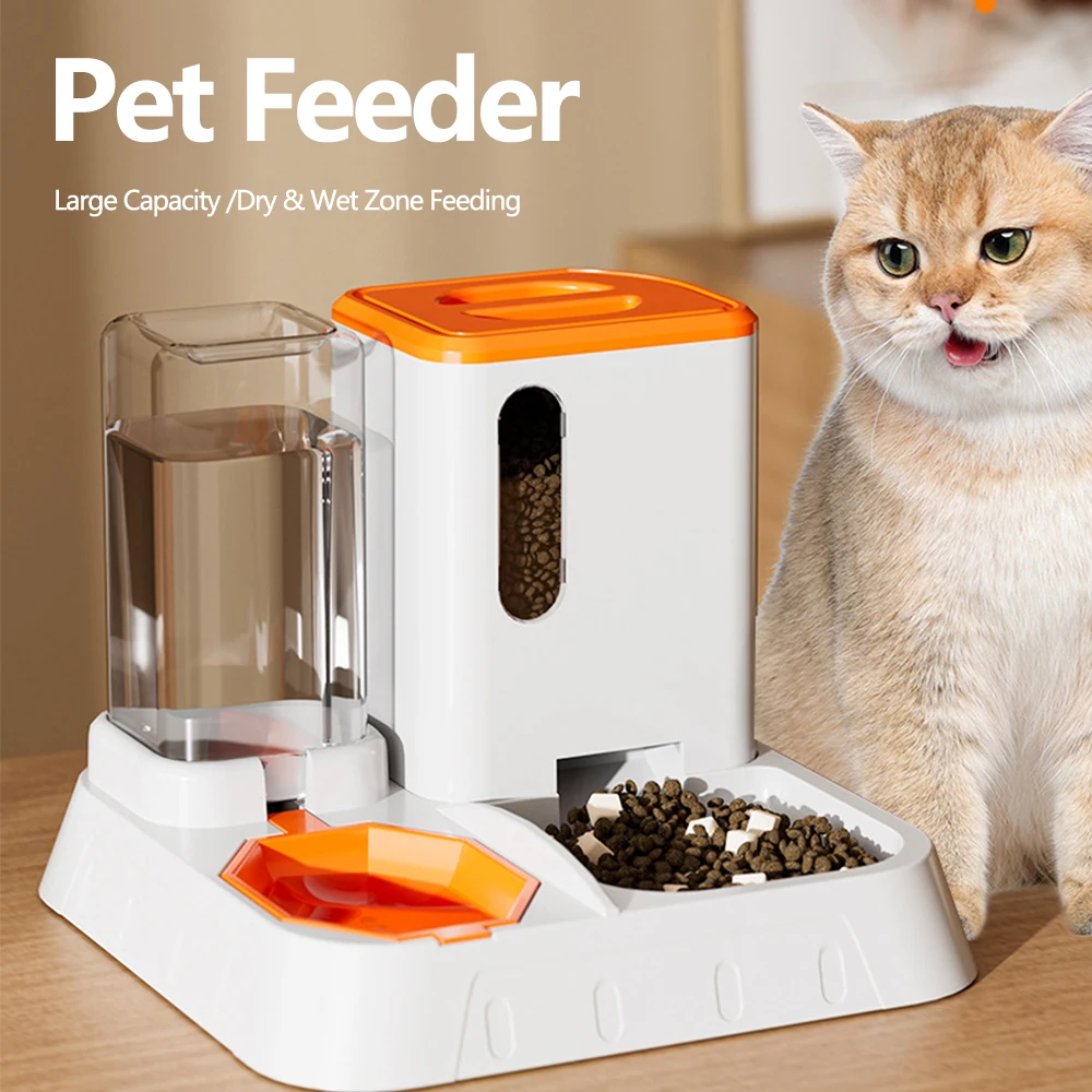 

Автоматическая кормушка для кошек, дозатор воды для котят, мисок с зернистой поверхностью, бочка для хранения питомцев большой емкости