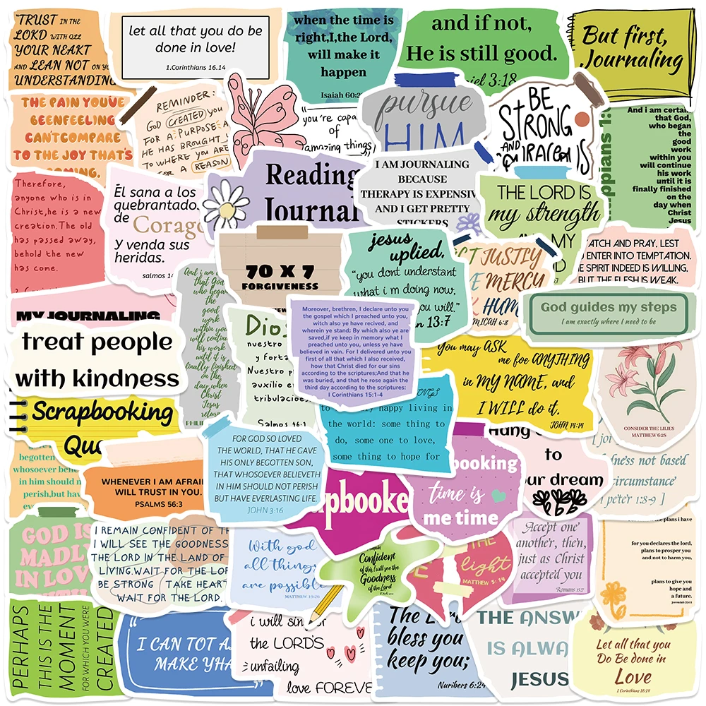 50 шт. милые мультяшные мотивационные фразы наклейки со стихами из Библии для