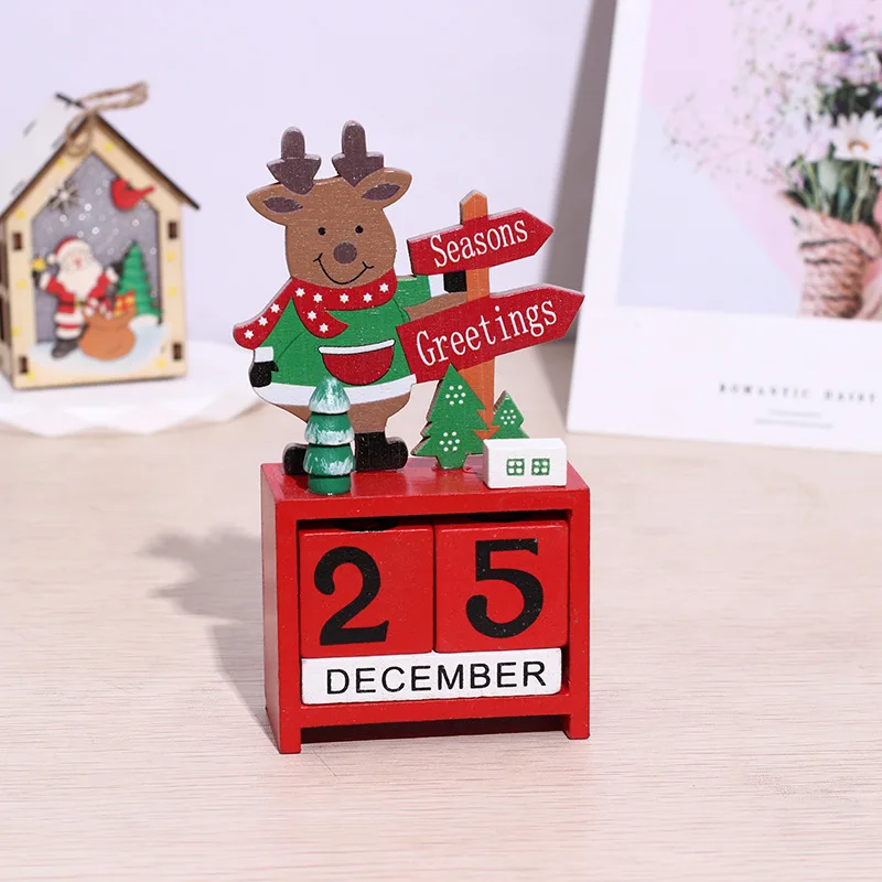 

Christmas Advent Calendar Santa Claus Elk Snowman Wooden Calendar Christmas Ornaments Home Desktop Decoration New Year Gifts