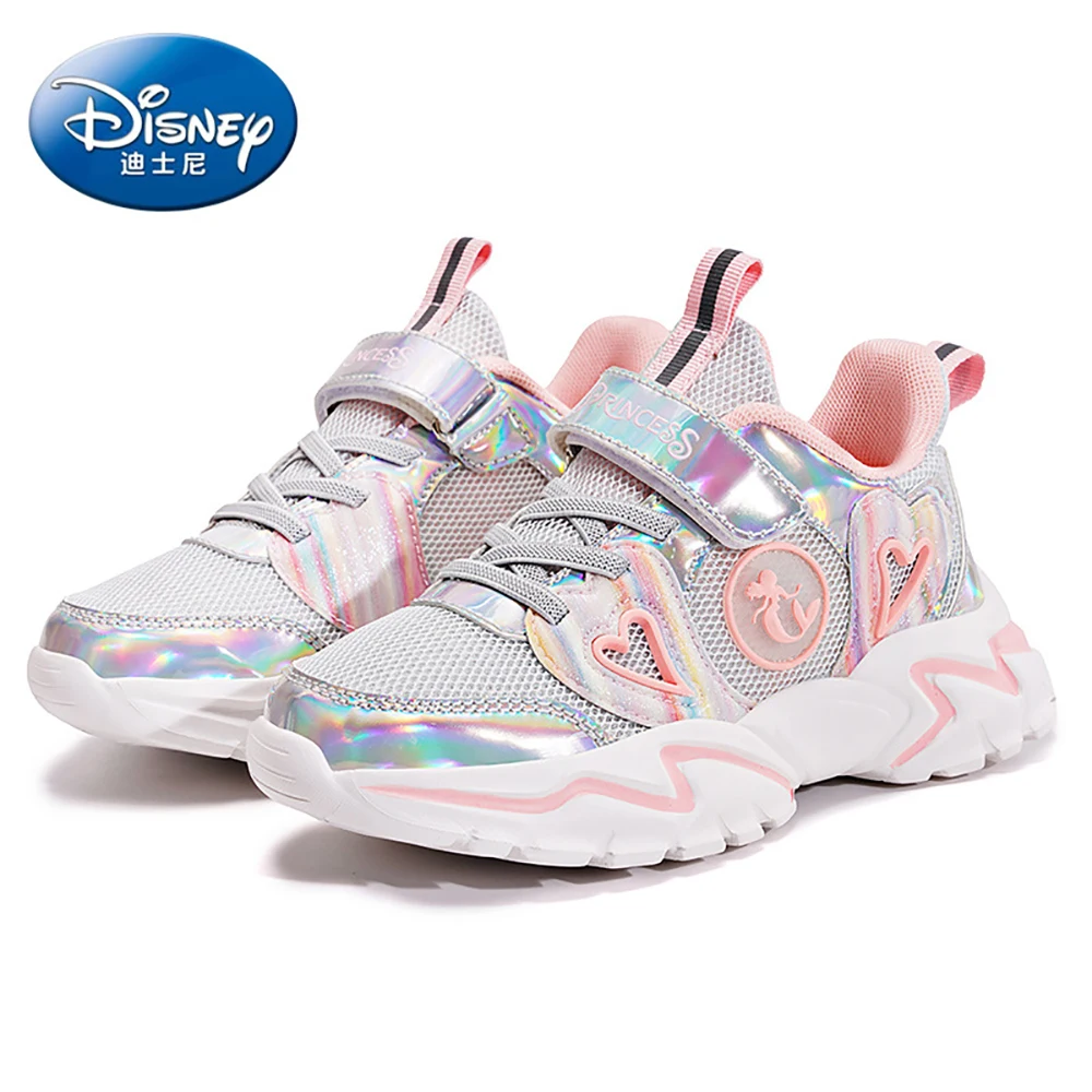 Disney Designer Kids Casual Sneakers For Spring Summer Girls Mermaid Princess Sports Shoes Students Non-slip Breathable Shoes