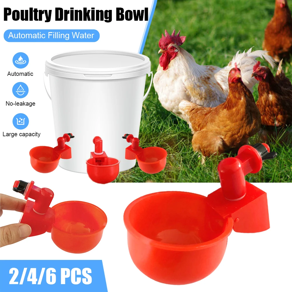 Automatic Chicken Water Cup Waterer Bowl Kit Farm Coop Poultry Waterer Drinking Water Feeder for Chicks Duck Goose Turkey Quail