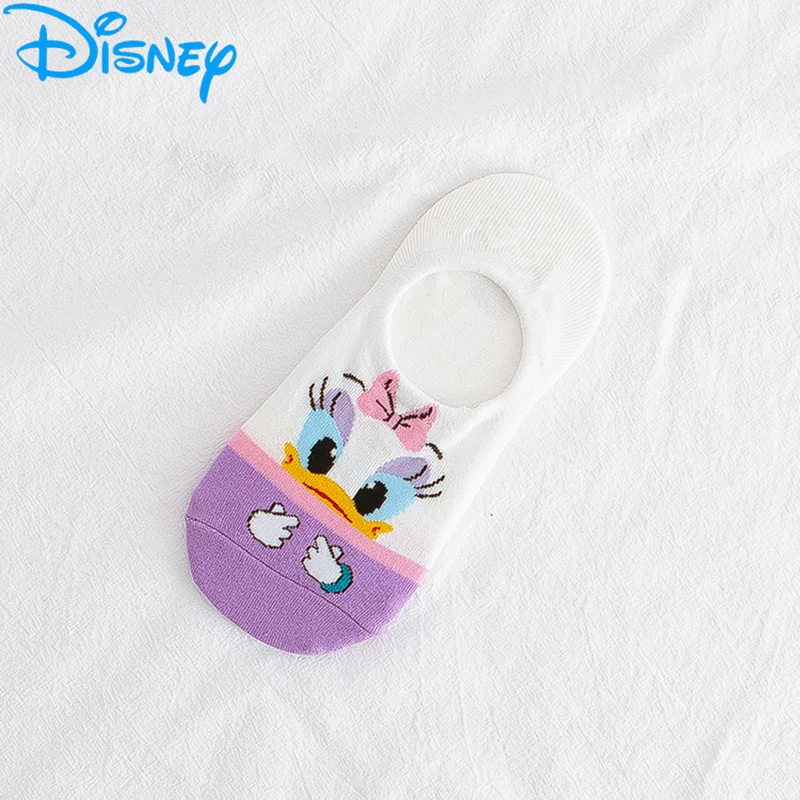 1pair Disney Daisy Minnie Women Invisible Boat Socks Summer Mujer Silicone Non-slip Ankle Low Female Cotton Show Breathable