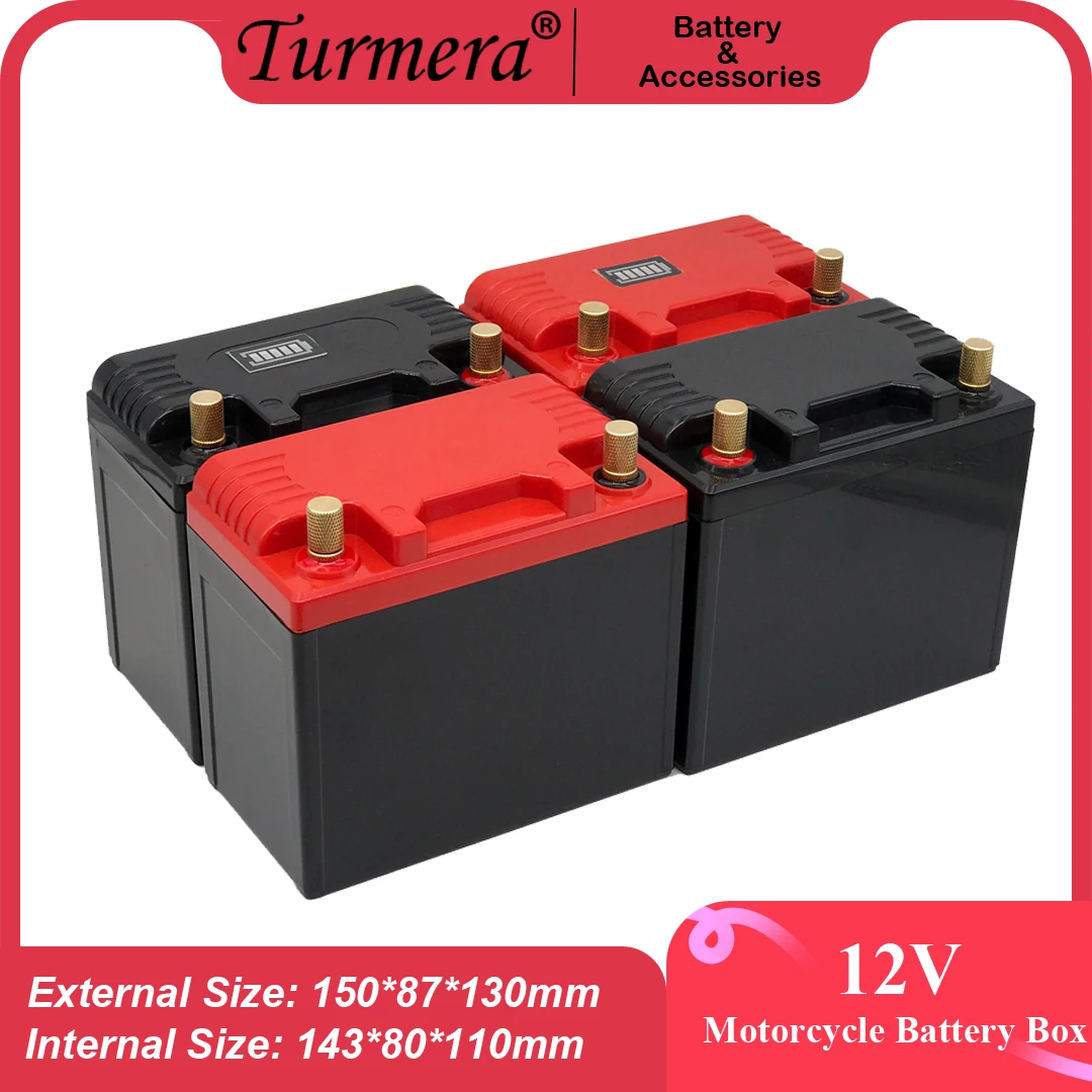 

Turmera 12V 12Ah to 35Ah Motorcycle Battery Storage Box Camping UPS Batteries Case with Indicator for Replace 12V Lead-Acid Use