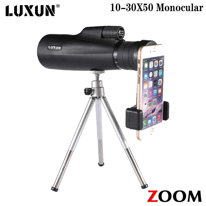 

LUXUN 10-30×50 Zoom Monocular Telescope Bak4 Professional Monocular Binoculars FMC Spyglass Night Vision Travel Hunting Camping